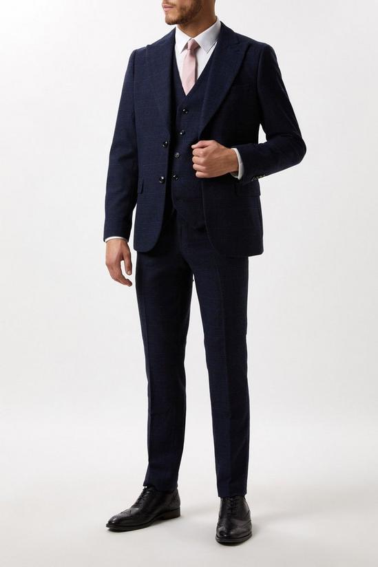 Burton Harry Brown Slim Fit Navy Check Tweed Suit Waistcoat 2