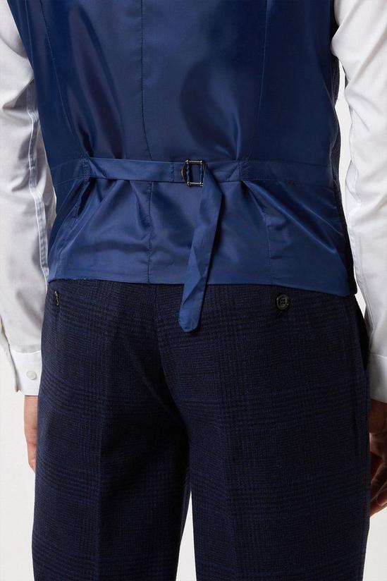 Burton Harry Brown Slim Fit Navy Check Tweed Suit Waistcoat 4