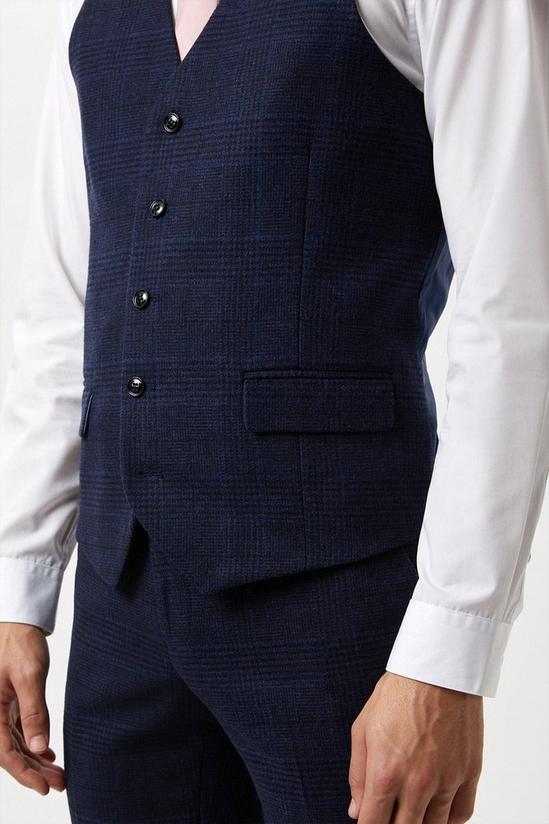Burton Harry Brown Slim Fit Navy Check Tweed Suit Waistcoat 5