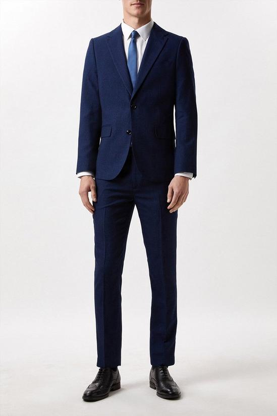 Burton Slim Fit Blue Semi Plain Suit Jacket 1