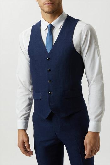 Related Product Slim Fit Blue Semi Plain Suit Waistcoat