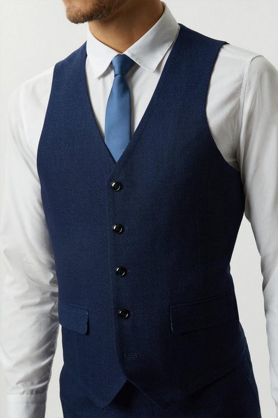 Burton Slim Fit Blue Semi Plain Suit Waistcoat 4