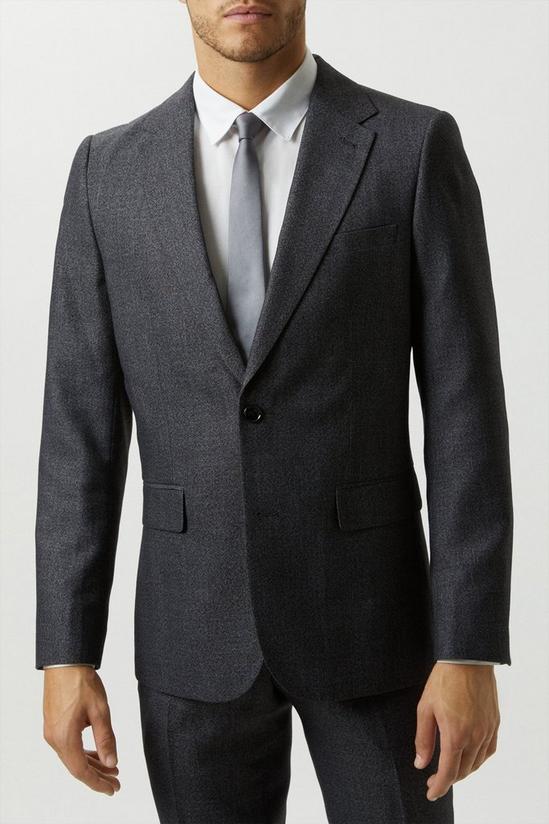 Burton Slim Fit Grey Semi Plain Suit Jacket 2