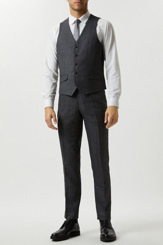 Burton Slim Fit Grey Semi Plain Suit Waistcoat 2