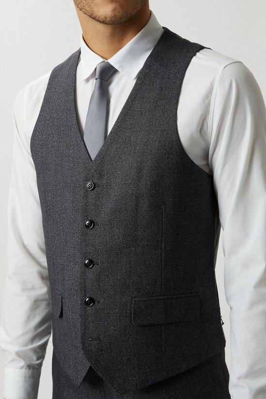 Burton Slim Fit Grey Semi Plain Suit Waistcoat 4