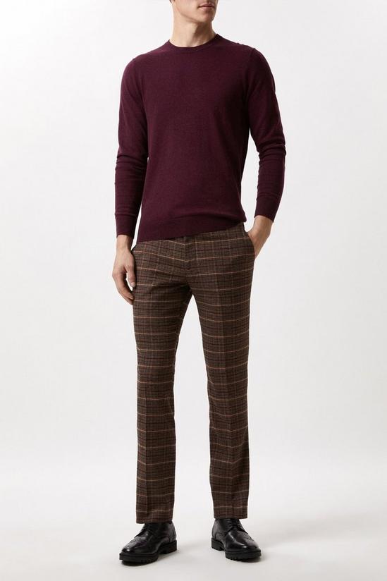 Burton Slim Fit Brown Check Suit Trousers 1