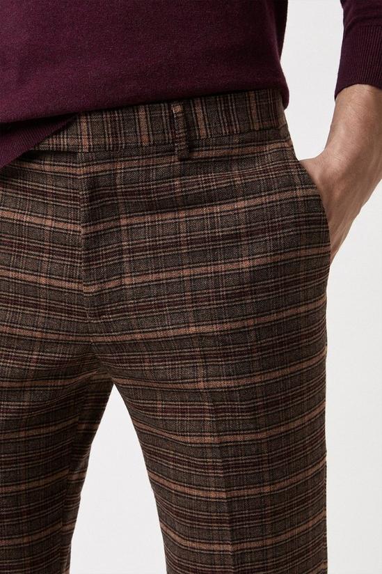 Burton Slim Fit Brown Check Suit Trousers 4