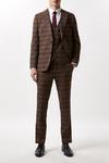 Burton Harry Brown Slim Fit Brown Check Suit Waistcoat thumbnail 1