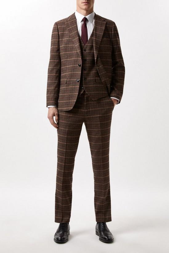 Burton Harry Brown Slim Fit Brown Check Suit Waistcoat 1
