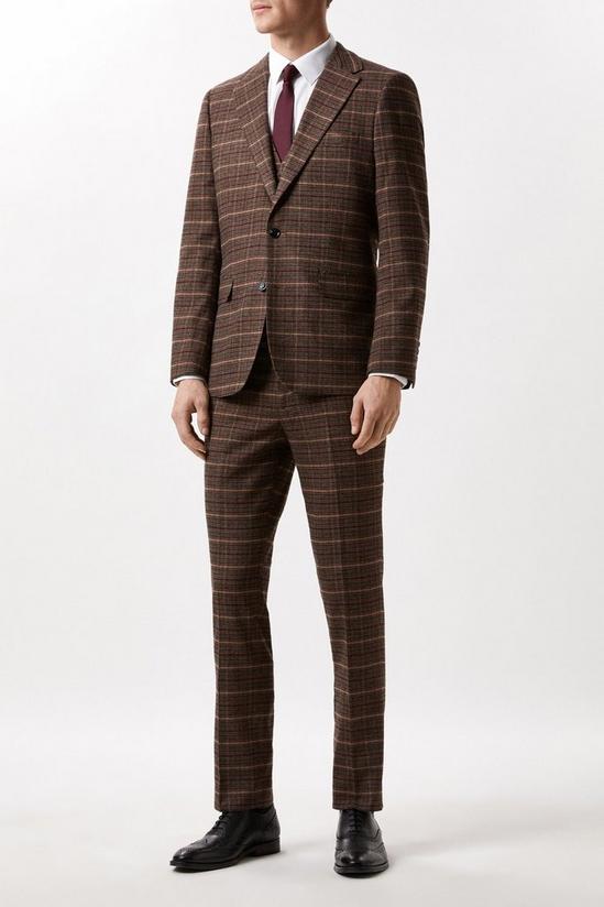 Burton Harry Brown Slim Fit Brown Check Suit Waistcoat 2