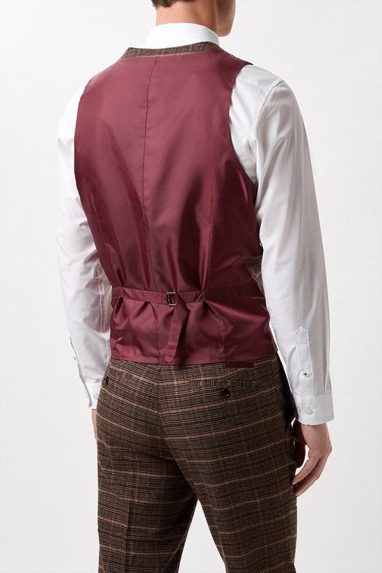 Burton Harry Brown Slim Fit Brown Check Suit Waistcoat 3