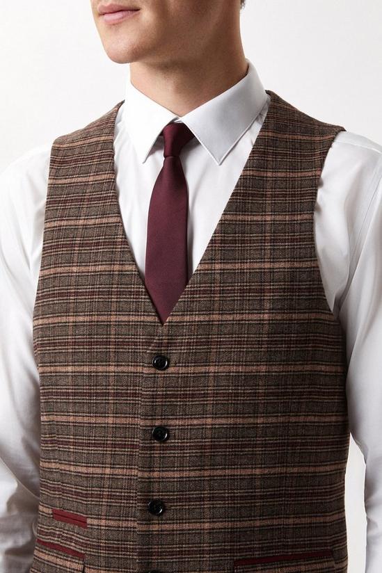 Burton Harry Brown Slim Fit Brown Check Suit Waistcoat 4