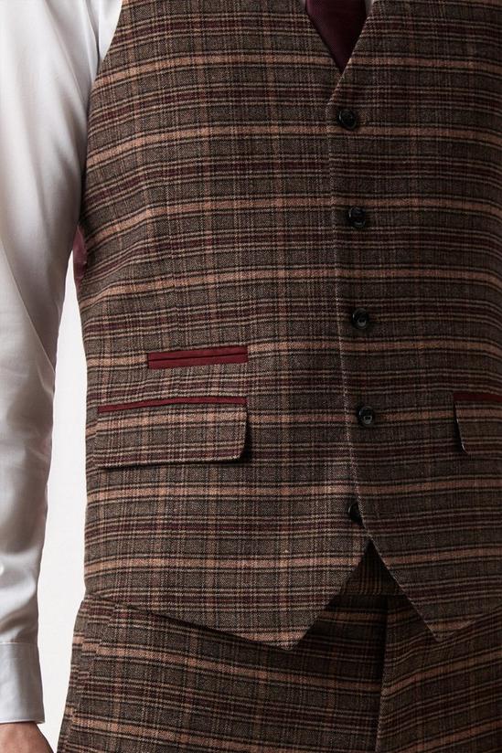 Burton Harry Brown Slim Fit Brown Check Suit Waistcoat 5