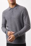 Burton Super Soft Grey Textured Knitted Polo Shirt thumbnail 1