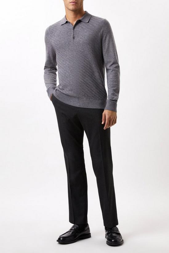 Burton Super Soft Grey Textured Knitted Polo Shirt 2
