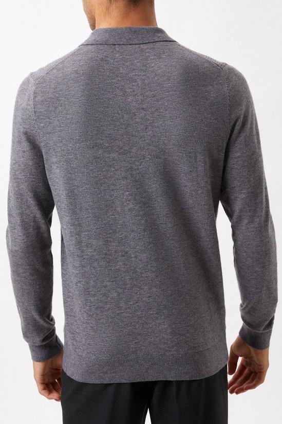 Burton Super Soft Grey Textured Knitted Polo Shirt 3