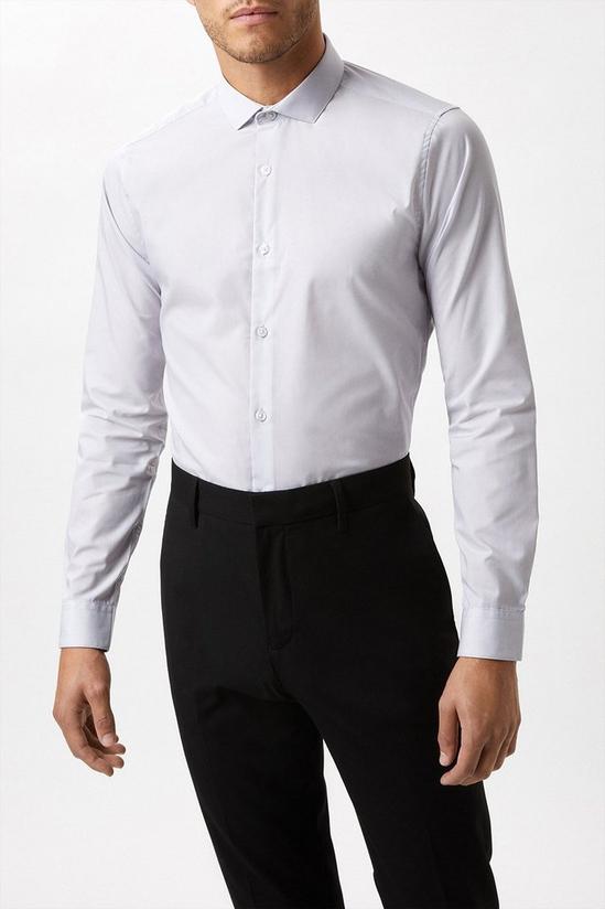 Burton Grey Tailored Fit Long Sleeve Easy Iron Shirt 1