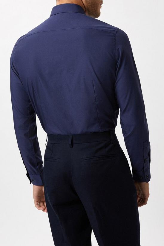Burton Navy Tailored Fit Long Sleeve Easy Iron Shirt 3