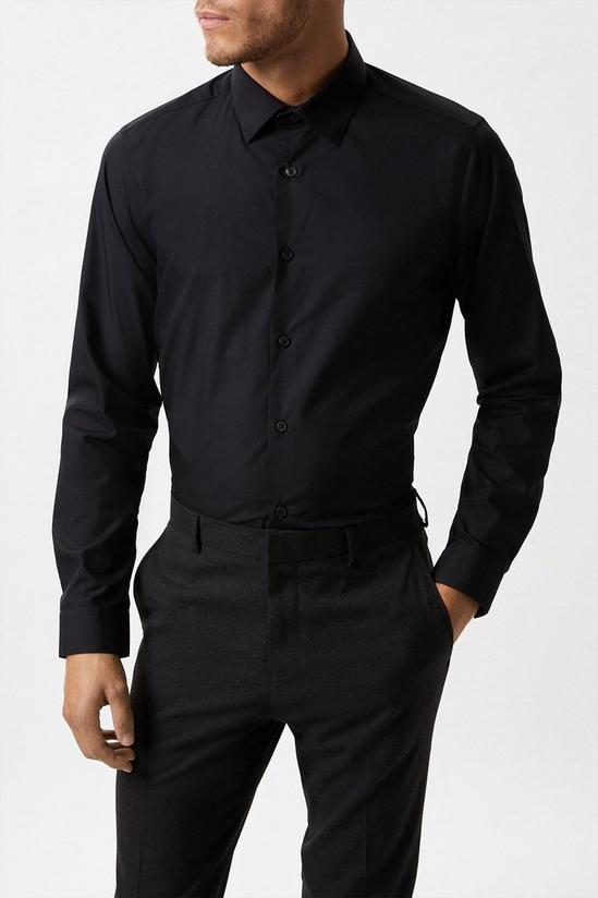Burton Black Tailored Fit Long Sleeve Easy Iron Shirt 1