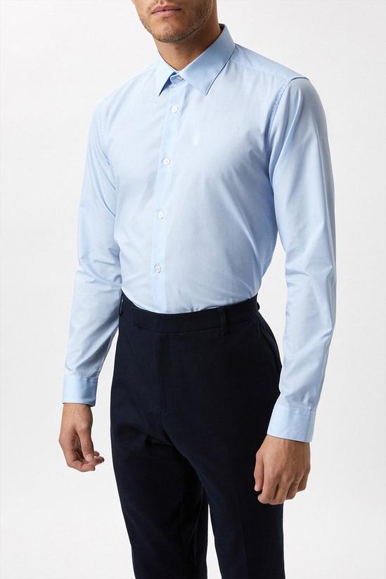 Burton Blue Tailored Fit Long Sleeve Easy Iron Shirt 1