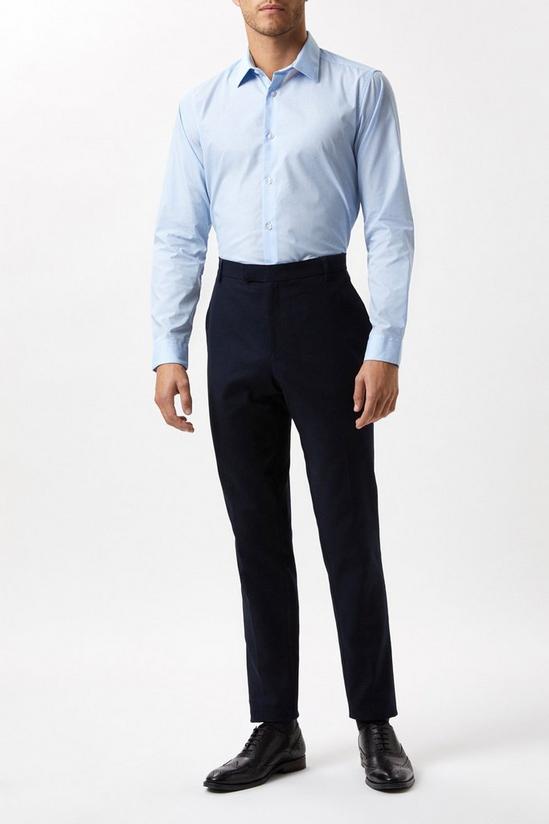 Burton Blue Tailored Fit Long Sleeve Easy Iron Shirt 2
