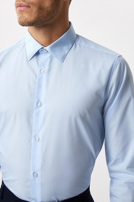 Burton Blue Tailored Fit Long Sleeve Easy Iron Shirt 4