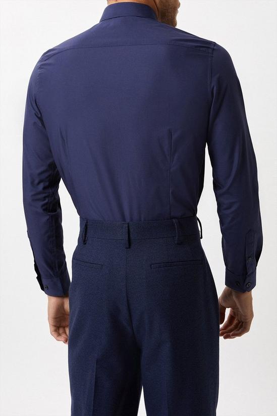 Burton Navy Slim Fit Long Sleeve Easy Iron Shirt 3