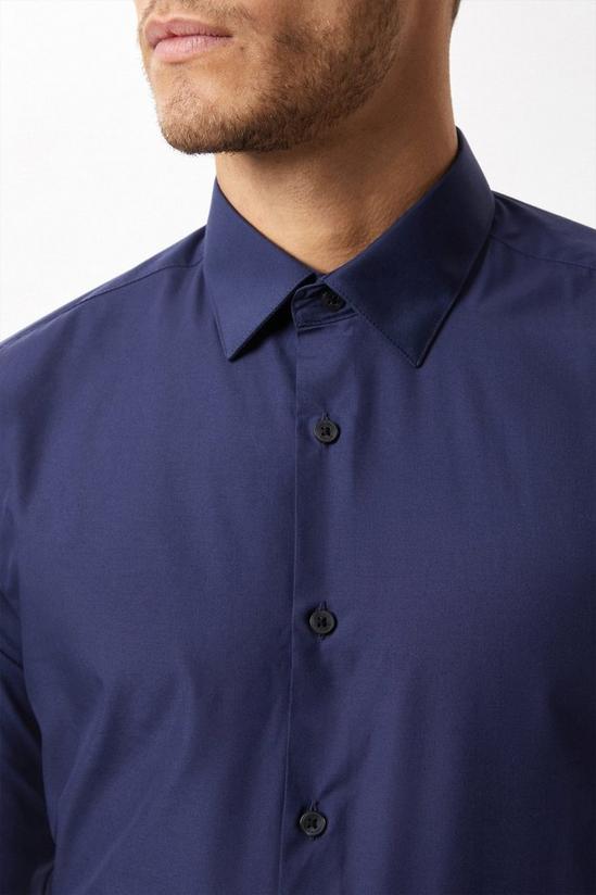 Burton Navy Slim Fit Long Sleeve Easy Iron Shirt 4