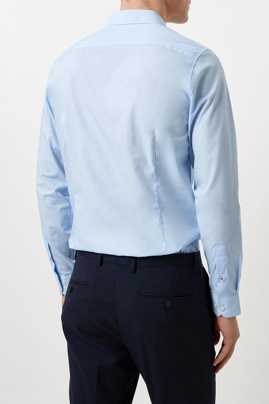 Burton Blue Slim Fit Long Sleeve Easy Iron Shirt 3
