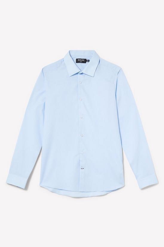 Burton Blue Slim Fit Long Sleeve Easy Iron Shirt 5