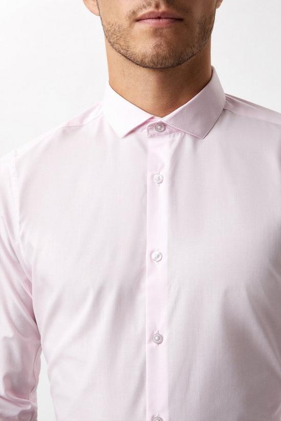 Burton Pink Skinny Fit Long Sleeve Easy Iron Shirt 4