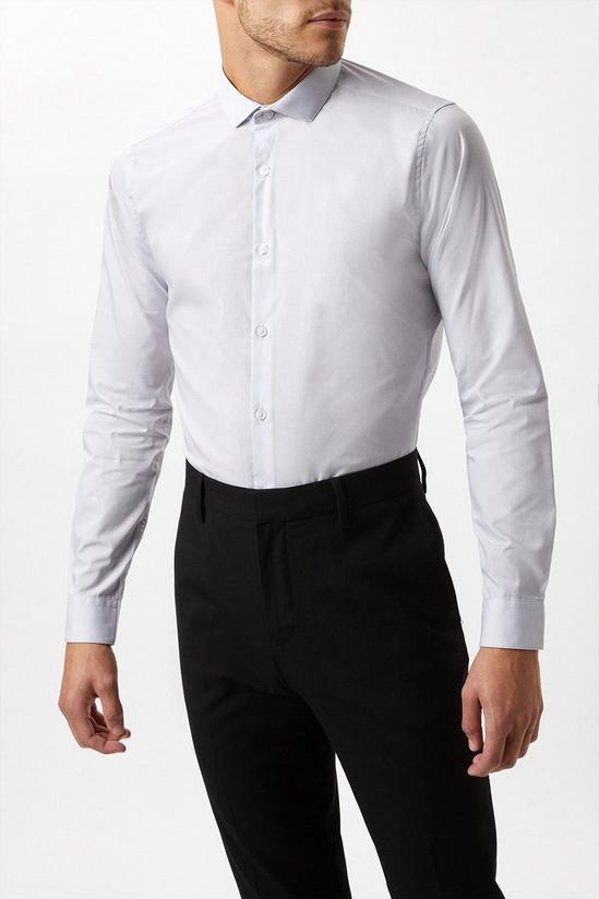 Burton Grey Skinny Fit Long Sleeve Essential Shirt 1