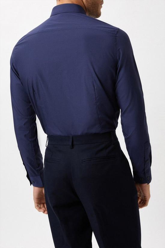 Burton Navy Skinny Fit Long Sleeve Easy Iron Shirt 3