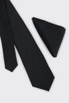 Burton Longer Length Slim Black Tie And Pocket Square Set thumbnail 3
