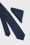 Burton Longer Length Slim Navy Tie And Pocket Square Set thumbnail 3