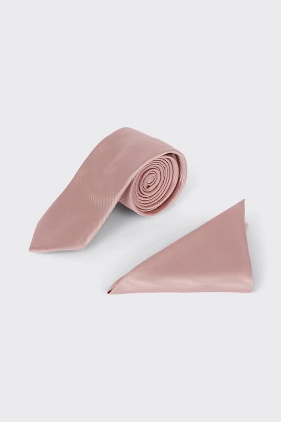 Burton Longer Length Slim Rose Pink Tie And Pocket Square Set 2