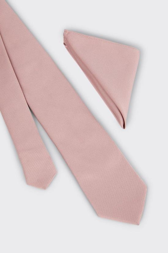Burton Longer Length Slim Rose Pink Tie And Pocket Square Set 3