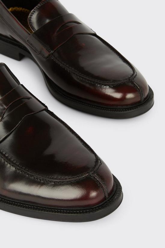 Burton Burgundy Smart Leather Slip On Loafers 3