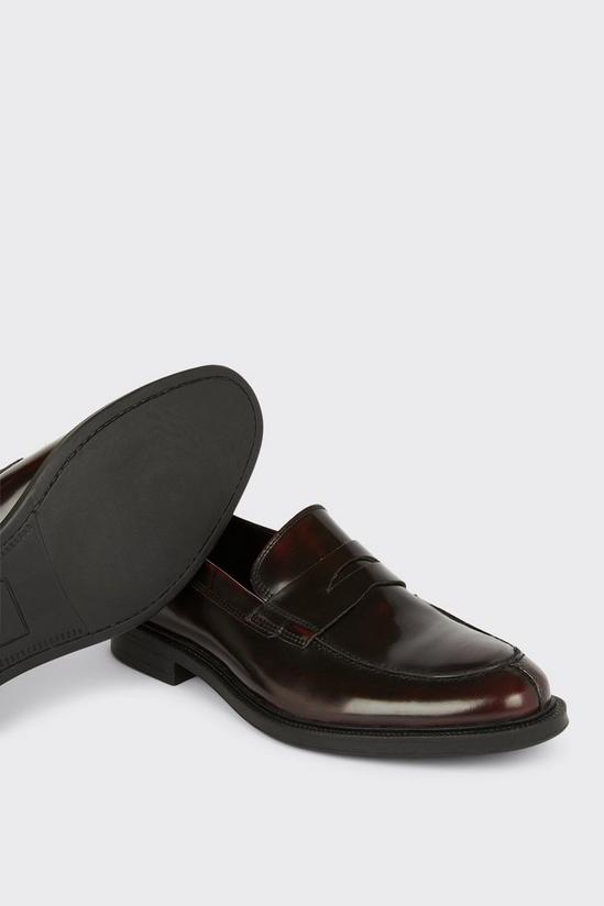 Burton Burgundy Smart Leather Slip On Loafers 4