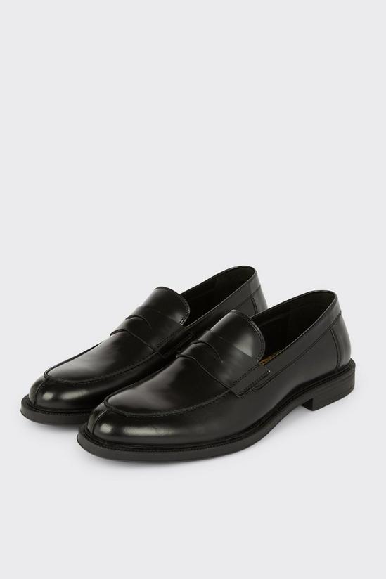 Burton Black Smart Leather Slip On Loafers 2