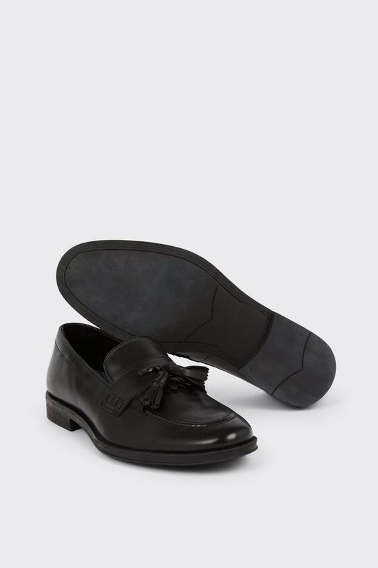 Burton Black Smart Leather Tassel Slip On Loafers 3