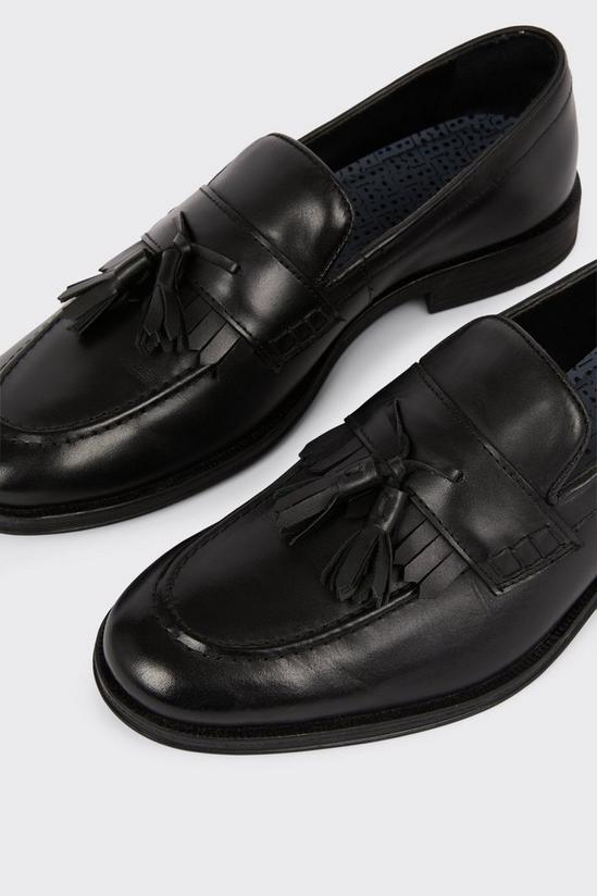 Burton Black Smart Leather Tassel Slip On Loafers 4
