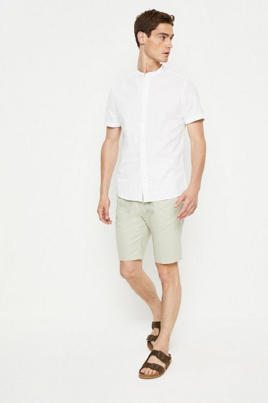 Burton Regular Fit White Short Sleeve Grandad Collar Shirt 2