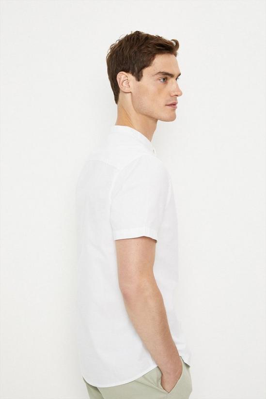 Burton Regular Fit White Short Sleeve Grandad Collar Shirt 3