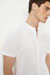 Burton Regular Fit White Short Sleeve Grandad Collar Shirt thumbnail 4