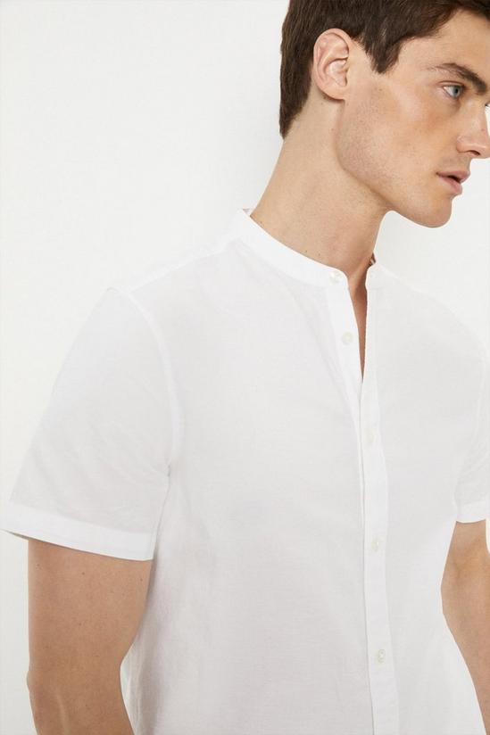 Burton Regular Fit White Short Sleeve Grandad Collar Shirt 4