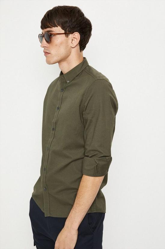 Burton Regular Fit Khaki Long Sleeve Oxford Shirt 2