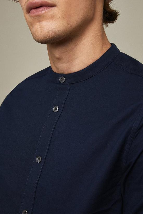 Burton Regular Fit Navy Long Sleeve Grandad Collar Shirt 4