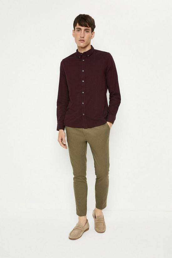 Burton Burgundy Regular Fit Long Sleeve Oxford Shirt 2