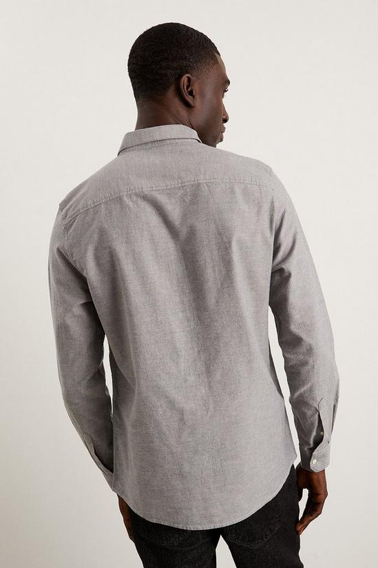 Burton Regular Fit Grey Long Sleeve Oxford Shirt 3